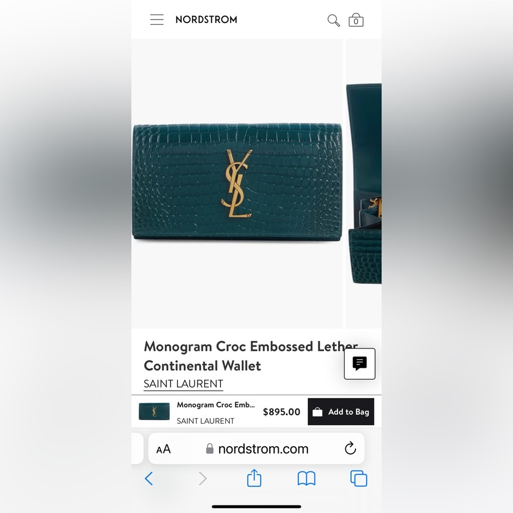 COPY - COPY - YSL Monogram Croc Embossed Lether Wallet - Picture 6 of 7